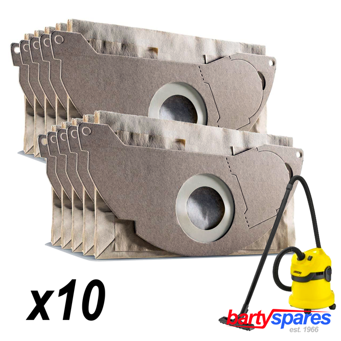 TEN 10 x Dust Bags for Karcher WD2.200 MV2 IPX4 WD2240 Vacuum Cleaner Hoover