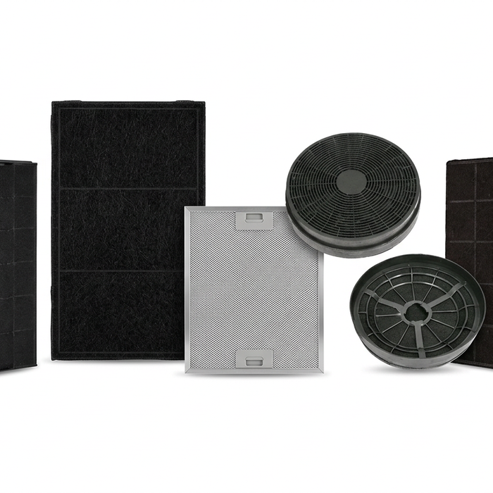Assorted cooker hood carbon filters, illustrated using Bartyspares product photos