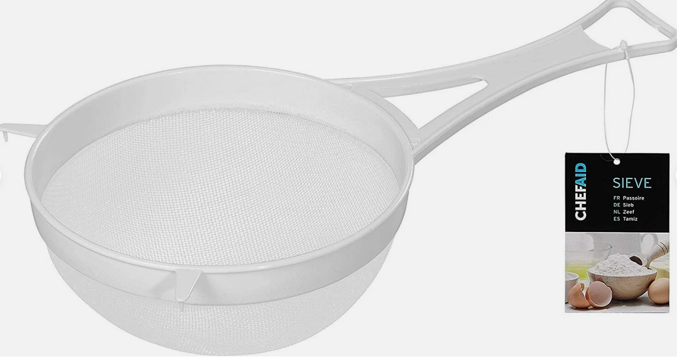 Chef Aid 18cm Plastic Strainer Sieve Baking Rinse Salad Vegetables Nylon Mesh 7"