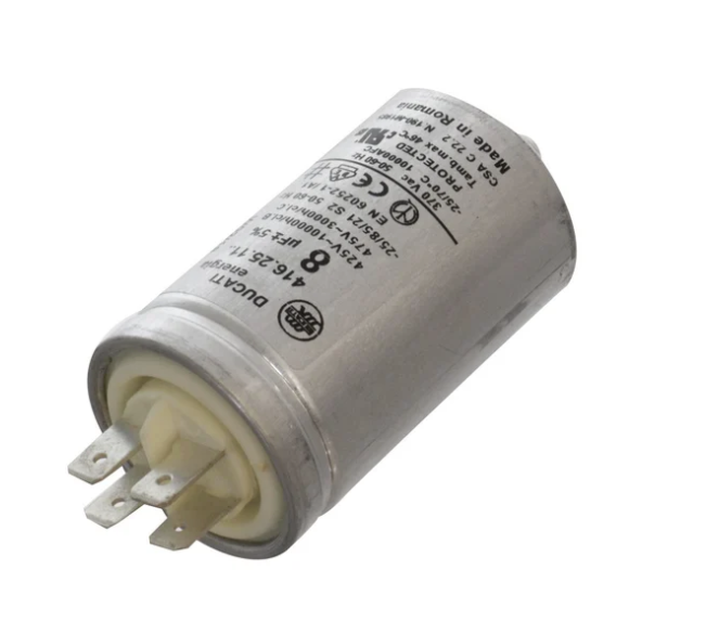 Genuine White Knight Tumble Dryer Motor Start Capacitor 8uF 450VAC - Part 421309208091 - Gas Compact Vented Condenser Models