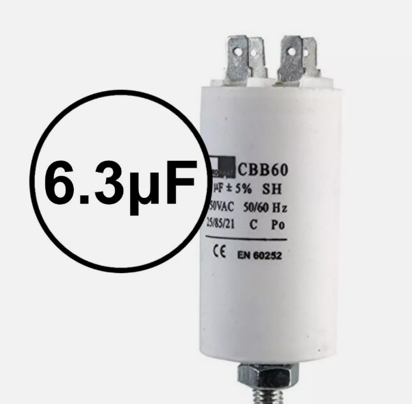 for Smeg K2, KS9, KS12, KSE89, KSE9000 Type Cooker Hood Motor Start Capacitor (6.3uF / 6.3MFD)