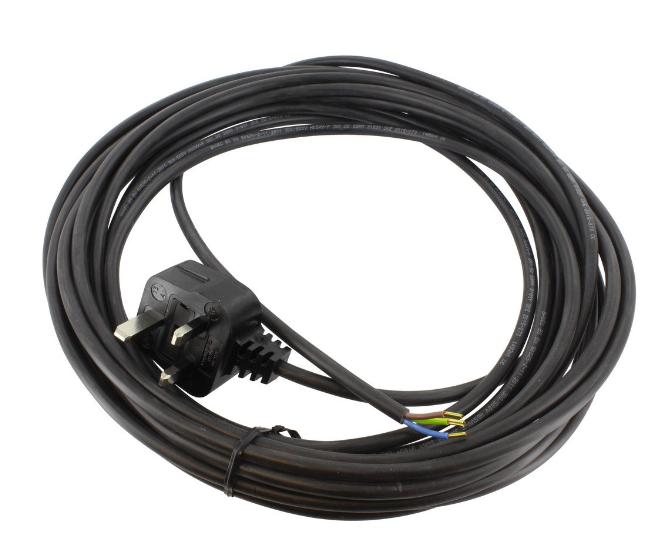 Universal Vacuum Cleaner Power Cable & 13A Plug – Black 10m 3-Core x 1.0mm