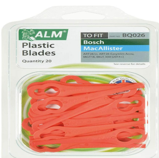 20 x Genuine ALM BQ026 Grass Strimmer Plastic Cutter Blades Fit Bosch ART 26