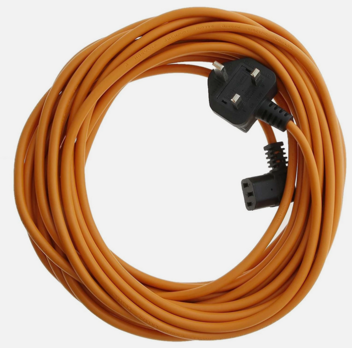 12m Power Cable for Truvox Multiwash MW240 MW340 MW440 - Compatible Orange Mains Lead