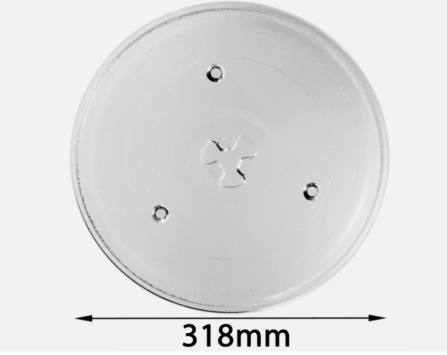 Microwave Turntable Glass Plate with 6 Fixers (318mm) Sanyo , Delonghi , Samsung , Kenwood , Matsui , Cookworks