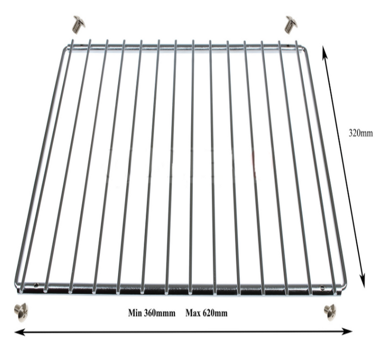 Universal Extendable & Adjustable Oven Shelf Screw Fitting Type (310mm x 370mm to 650mm)