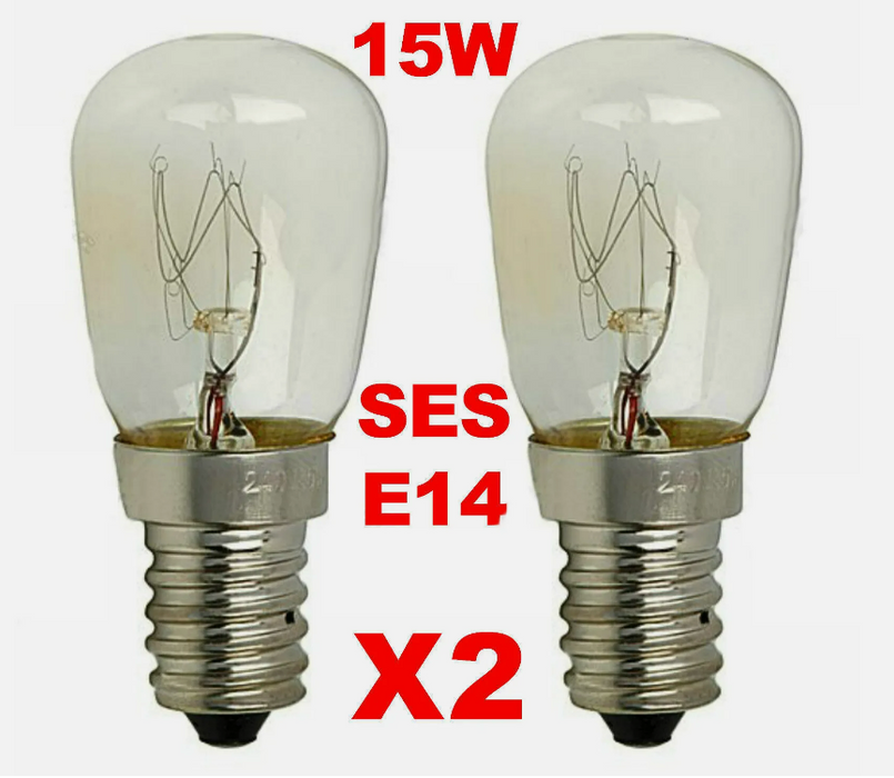 UNIVERSAL 2 Pack 15W Fridge Freezer Appliance Light Bulb 240V SES E14 Lamp Himalayan Salt Lamps