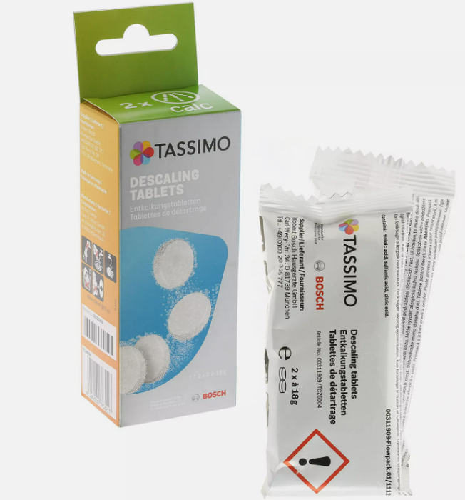 Genuine Original BSH TCZ6004 Tassimo Series Descaling Tablets Single Pack (4 x Tablets Per Pack = 2 x Descaling Treatments)