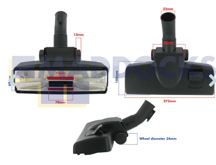 for Numatic Henry , Hetty  Vacuum Cleaner Single Pedal Tool with Metal Base and Rear Wheels (32mm)