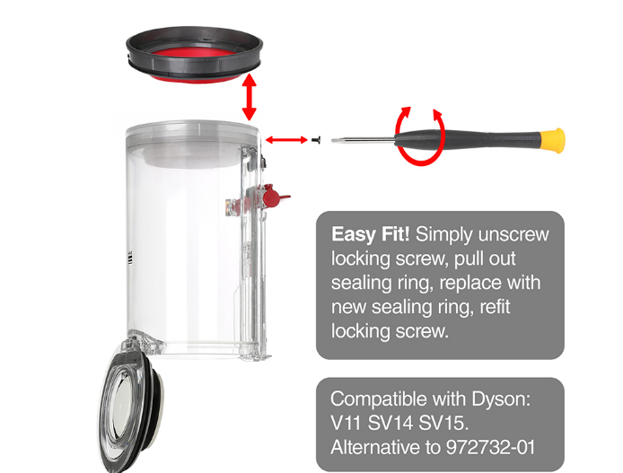 Dust Bin Bucket Top Fixed Sealing Ring for Dyson V11 SV14 SV15 alt to 972732-01