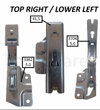 Hettich Type 3362 3363 5.0 Type Integrated Fridge Freezer Door Hinges Left Right Pair