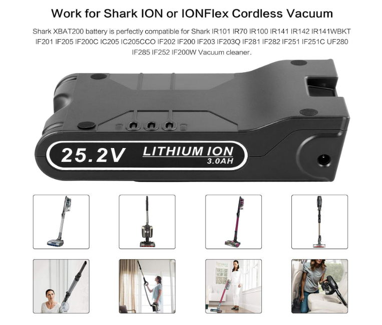 Compatible for Shark 'XBAT200EU' Type IF200, IF250, IR70, IF130, IF260 Series Rechargeable Battery Power Pack (25.2V)]