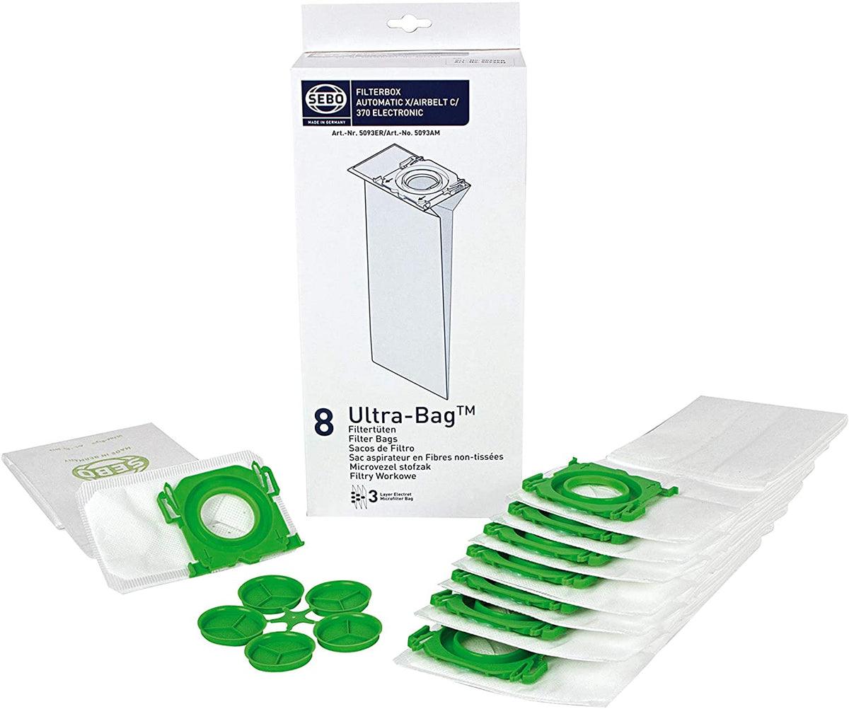 Genuine SEBO 5093AM Electrostatic Fleece Bags for Upright Vacuum Clean