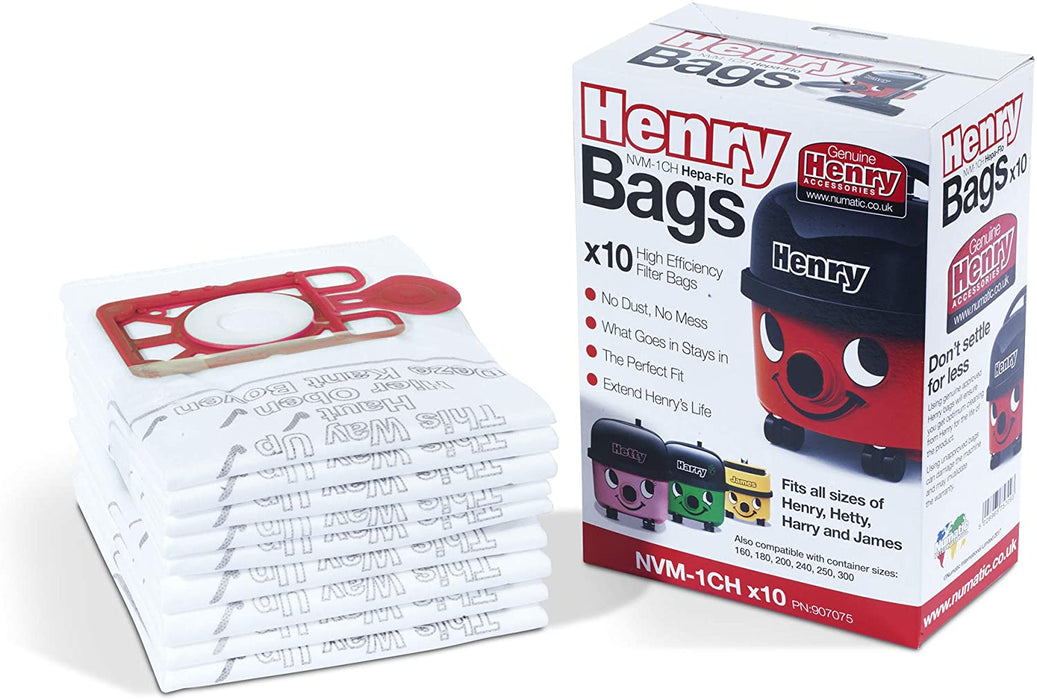 Genuine Henry NVM-1CH 907075 HepaFlo Vacuum Cleaner Bags, Pack of 10