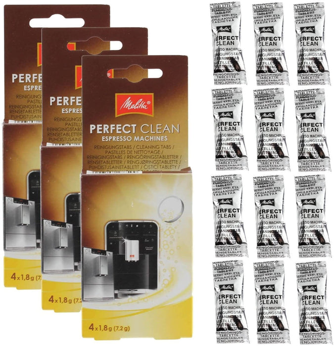Genuine Melitta Perfect Clean Coffee Machines Cleaning Tablets (Pack of 12)