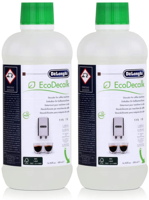 DeLonghi EcoDecalk DLSC500 Descaler 500ml - 5513296041 (2 Packs of 500 —  bartyspares
