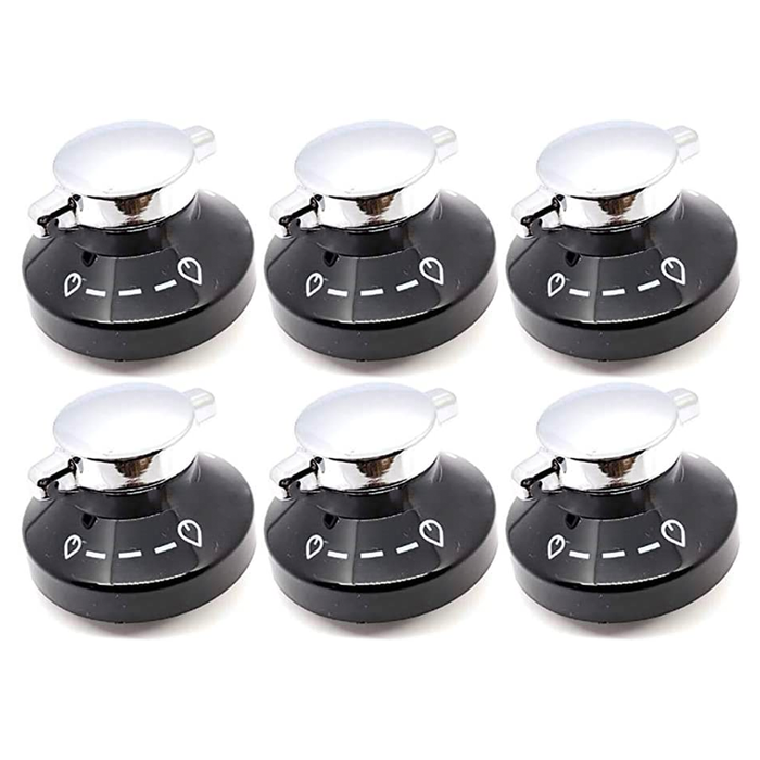 6 x Control Knob for STOVES Oven Gas Hob Cooker Switch Silver Black Chrome (SIX)