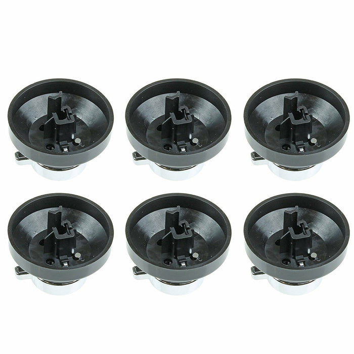 6 x Control Knob for STOVES Oven Gas Hob Cooker Switch Silver Black Chrome (SIX)
