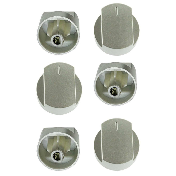 6 x Silver Oven Cooker Hob Control Knob Switch For Stoves 444445107 444445108