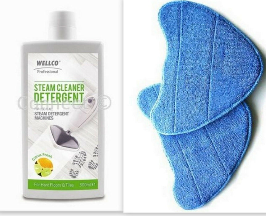 Vax Steam Detergent Solution & 2 x Microfibre Cleaning Pads Steam Cleaner Mops