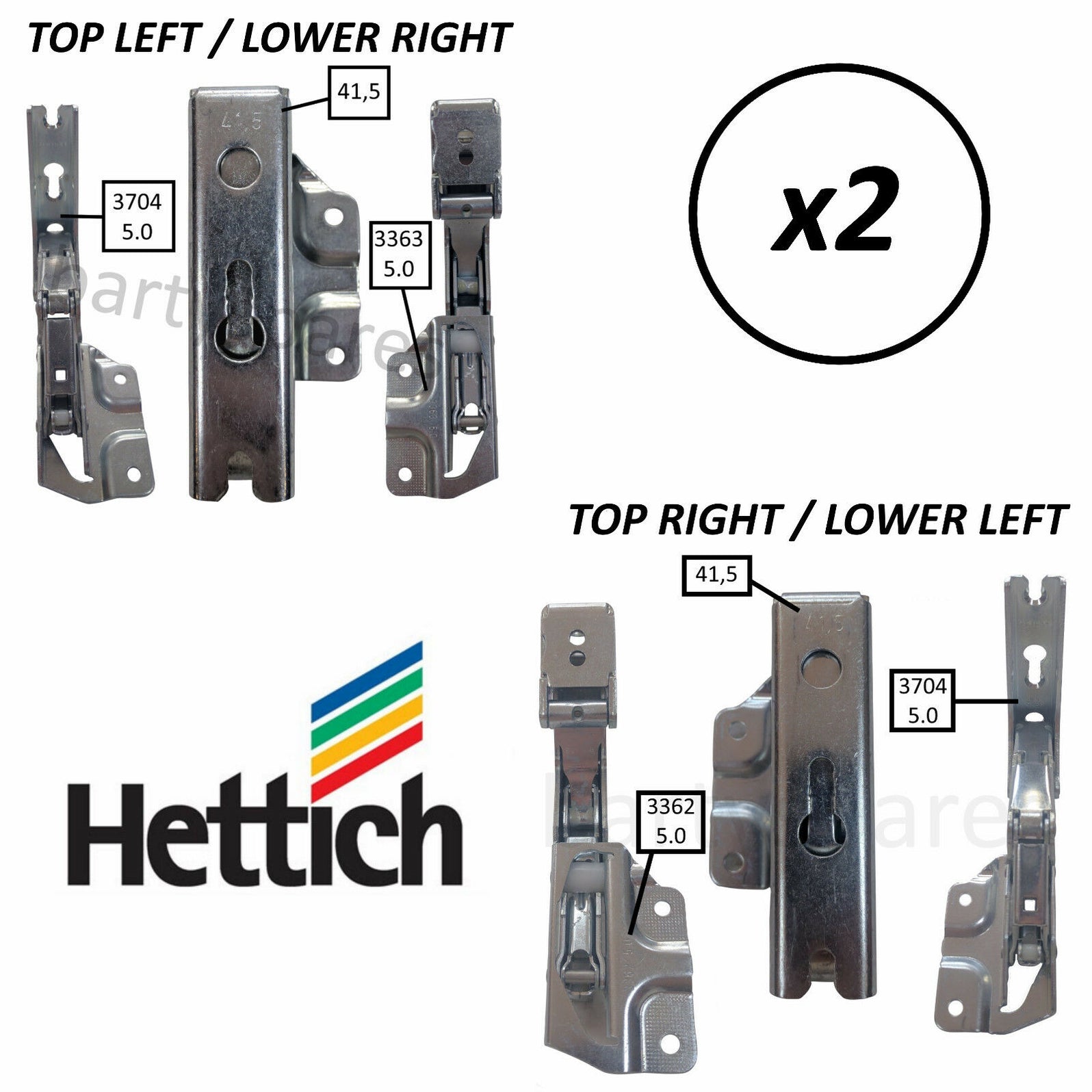 Pair of Genuine Hettich Fridge Freezer Integrated Door Hinge 3363 3362