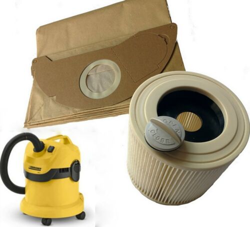 Karcher Wet & Dry WD2 WD3.500 Vacuum Cleaner Filter & 10 Dust Hoover Bags