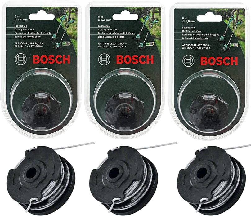 Three Genuine Bosch Art 24 27 30 30-36 Twin Strimmer Trimmer Cutting Line Spool Feed