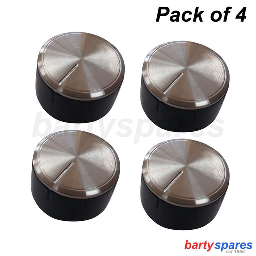 Four Hob Control Knob for BOSCH Oven Cooker Silver Black Switch Replaces 616100 - bartyspares