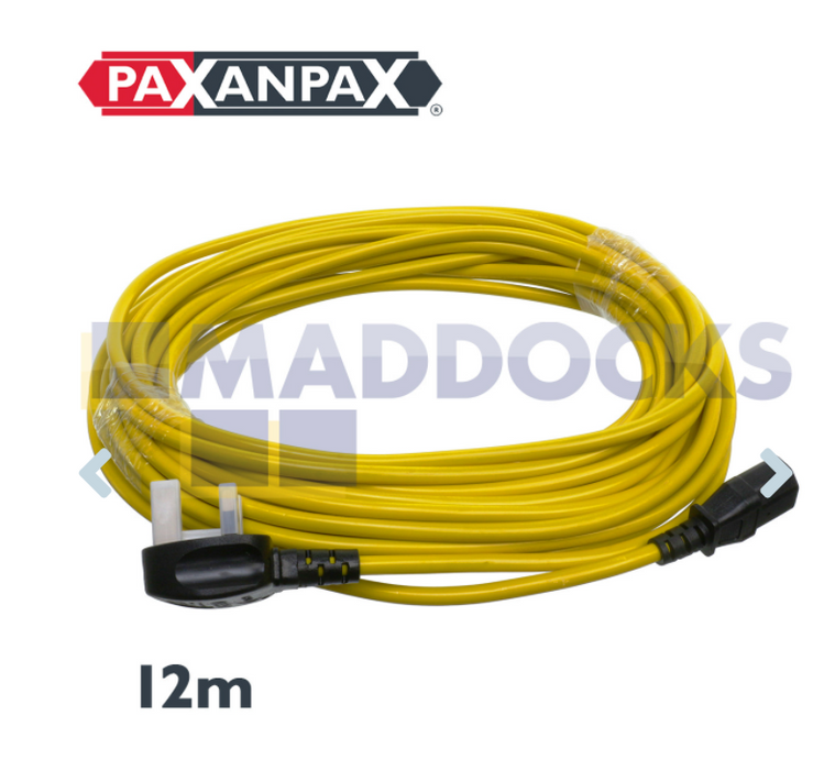 Compatible for Karcher T7/1, T9/1, T10/1, T12/1, T12/1ADV Series Vacuum Cleaner Yellow Power Cable & 13A Plug Assembly (12M)