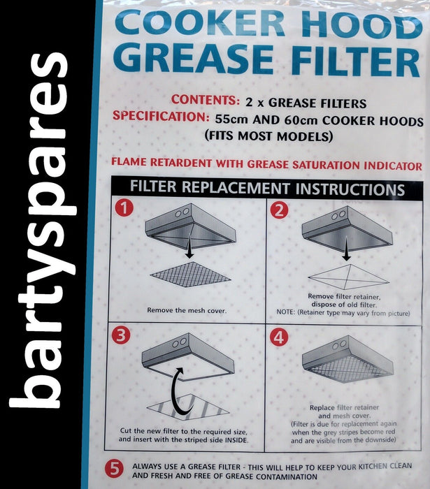 2 x Cooker Hood Grease Filters with Saturation Indicator for  SMEG - bartyspares