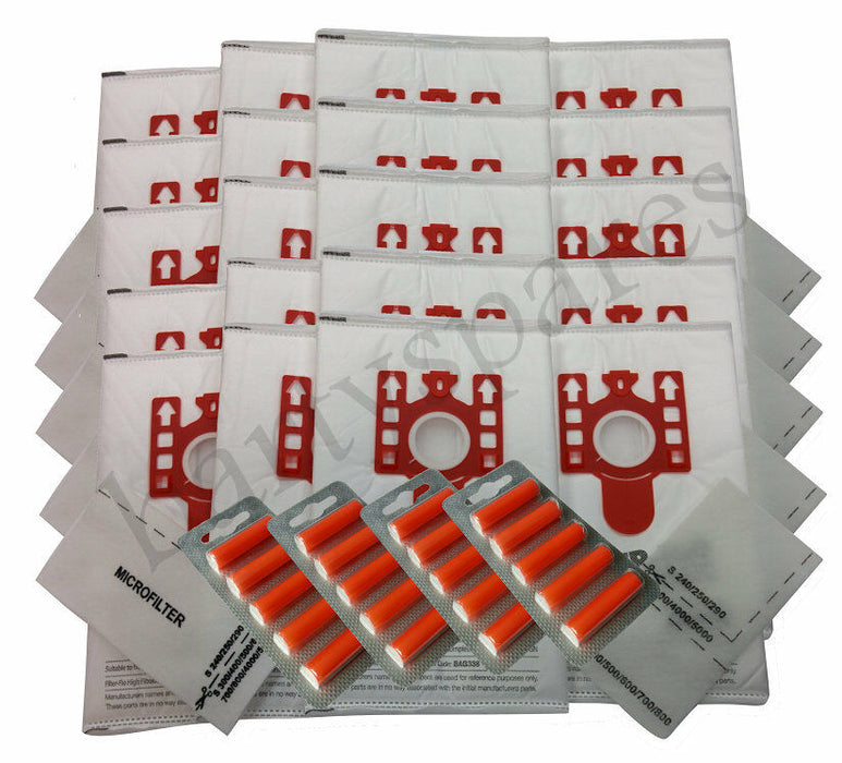 20 x BAGS AIR FRESHENERS & FILTERS for MIELE FJM CAT & DOG S6220 S6210 S6240