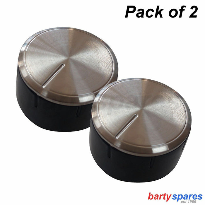 2 x Hob Control Knob for BOSCH Oven Cooker Silver Black Switch Replaces 616100 - bartyspares