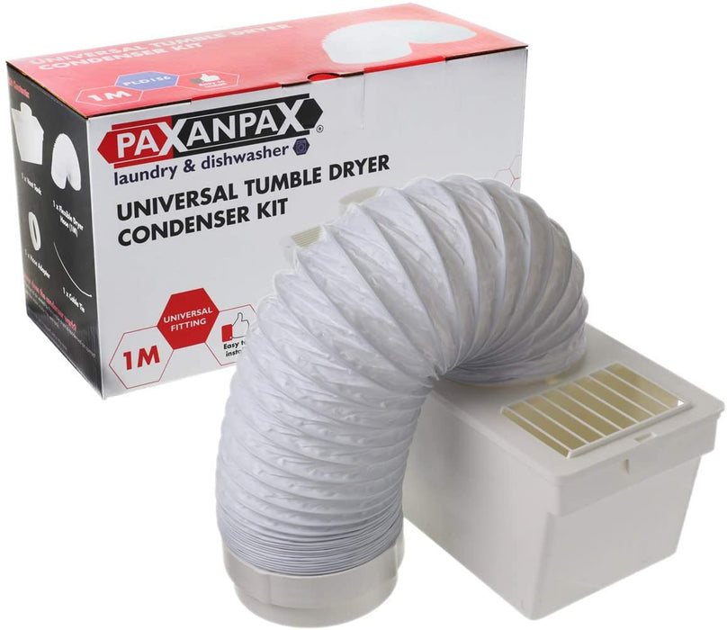 Universal Indoor Condenser Condensing Square Type Tumble Dryer Vent Kit with Clips Hose  & Box (1m)