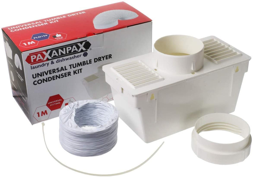 Universal Indoor Condenser Condensing Square Type Tumble Dryer Vent Kit with Clips Hose  & Box (1m)